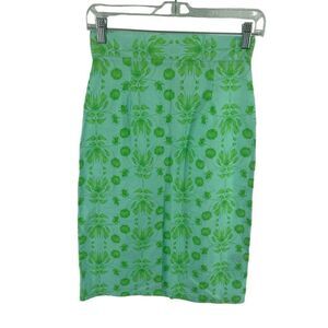 Shabby Apple high waist Floral Skirt Pencil Straight Knee Length Green Size XS
